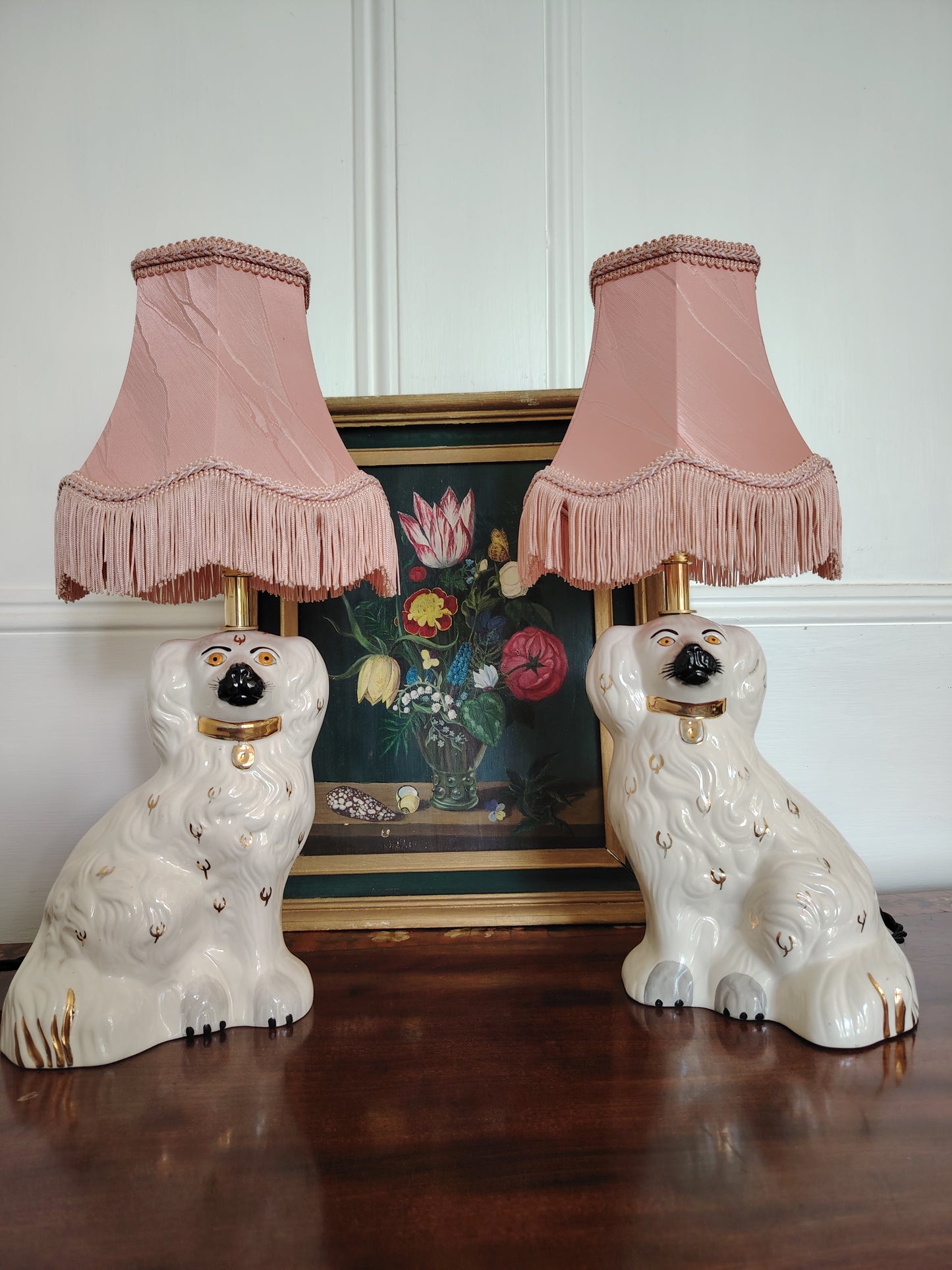 Pair of Vintage Reworked Beswick Pot Dog Lamps