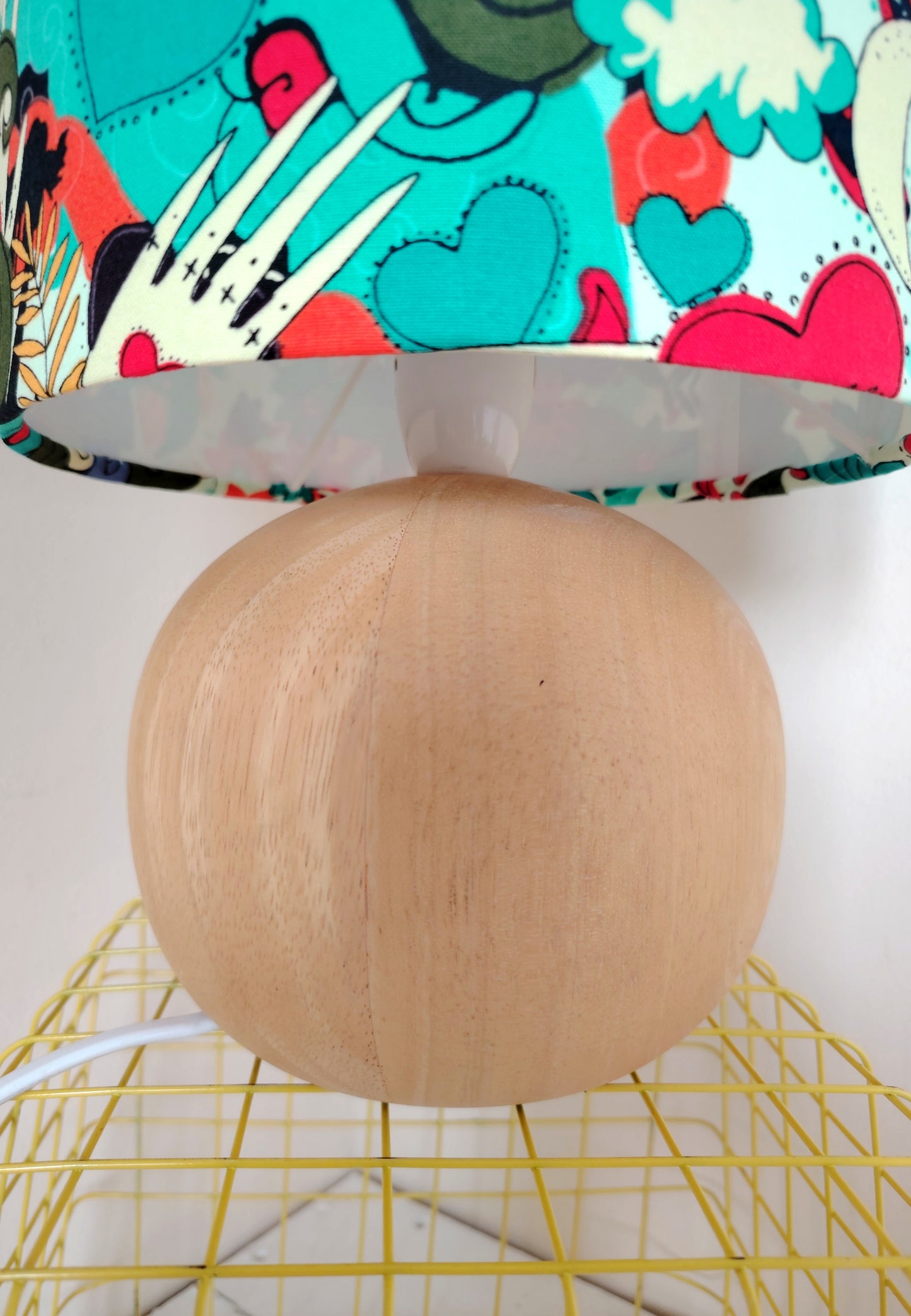 Vintage 70's Wooden Ball Lamp
