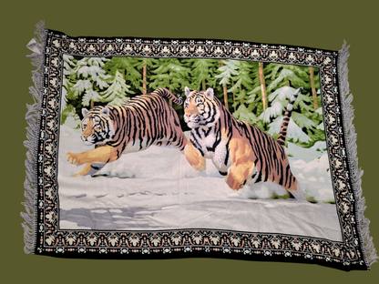 Vintage Tigers Rug/ Wall Hanging