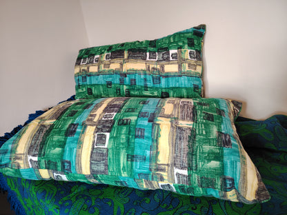 Pair of Large Vintage Bark cloth Bolster Cushions