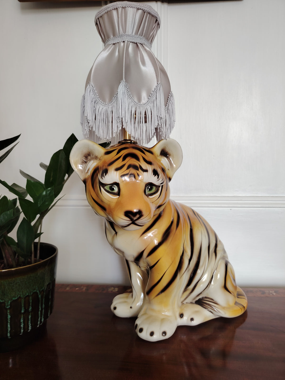 Large Reworked Mid Century Tiger Cub lamp