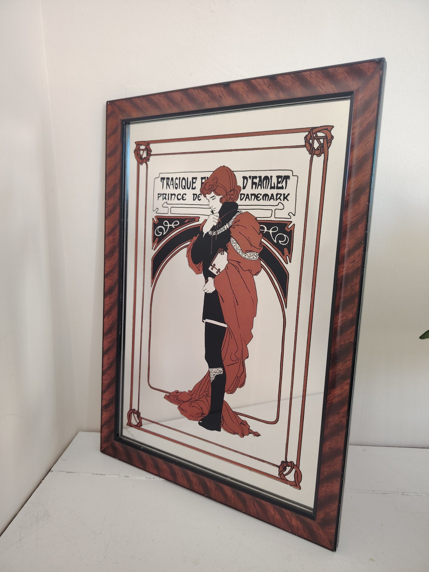 Vintage 70's Art Nouvea Style Hamlet Mucha Mirror