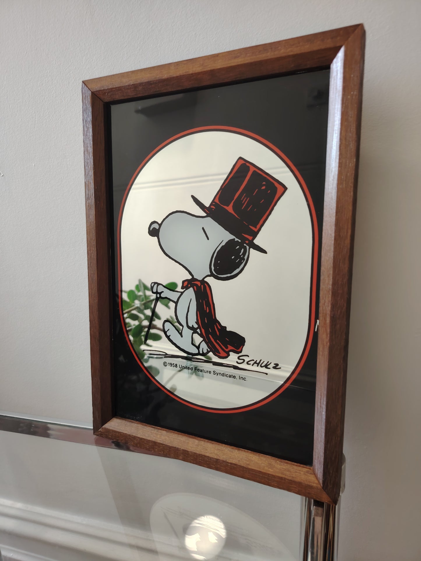 Rare Vintage 1960's Snoopy "The Gentleman" Picture Mirror