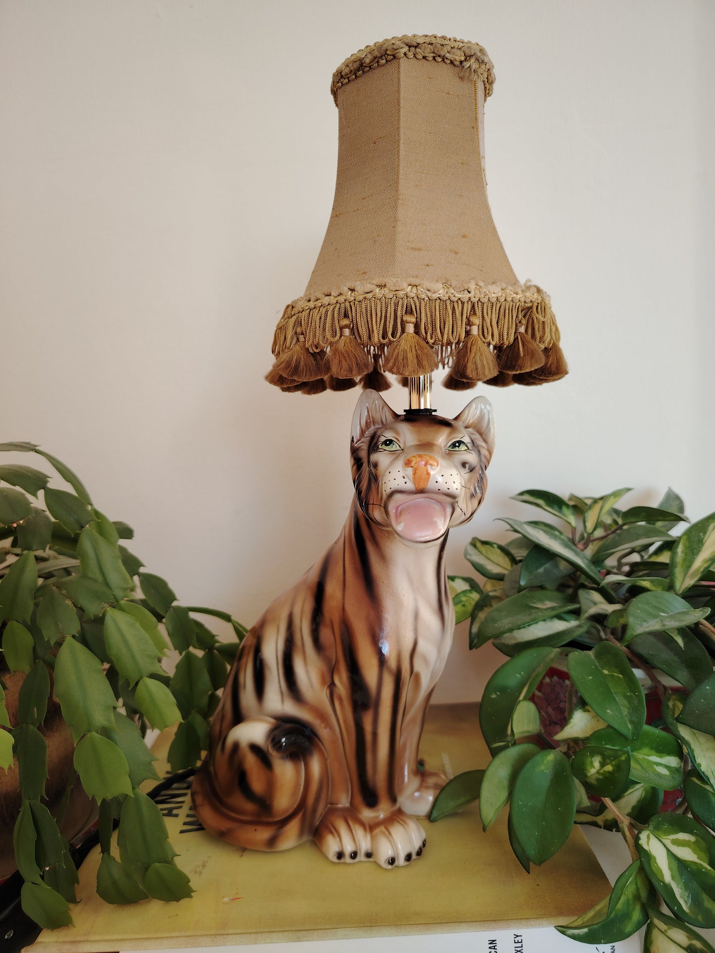 Upcycled Vintage Tiger lamp