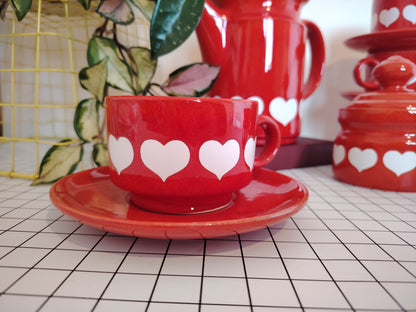Vintage 70's Rare Waesterbach Heart Design Tea/ Coffee Set