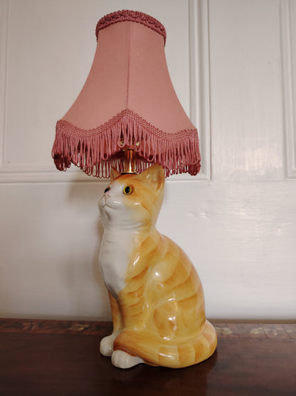 Vintage Reworked Small Ginger Cat Lamp