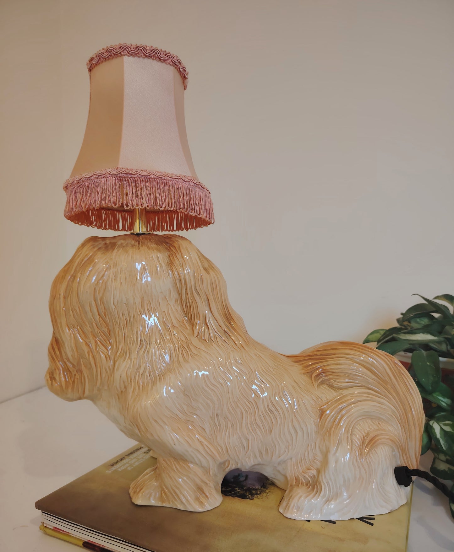Reworked Vintage Large Pekignese Dog Lamp