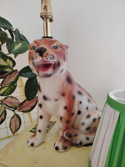 Upcycled Ceramic Leopard Cub Lamp