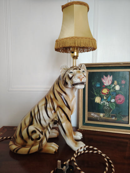 Large Reworked Mid Century Tiger lamp ✨
