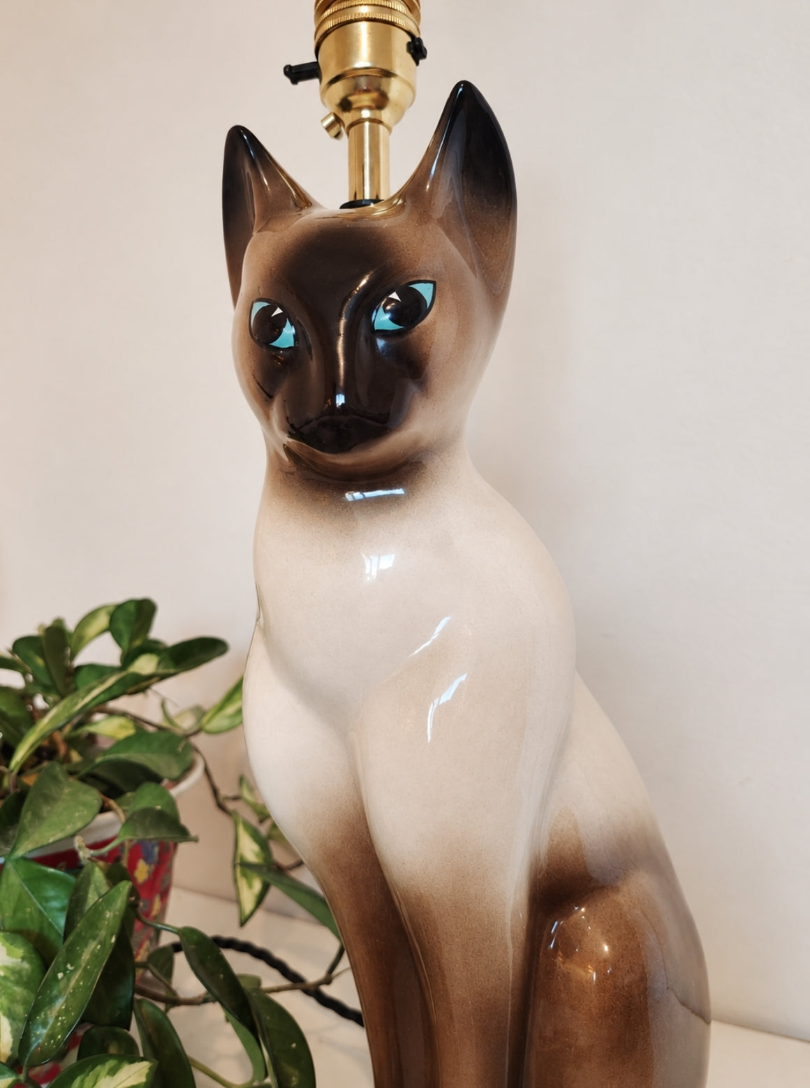 Vintage Reworked Tall Siamese Cat Lamp