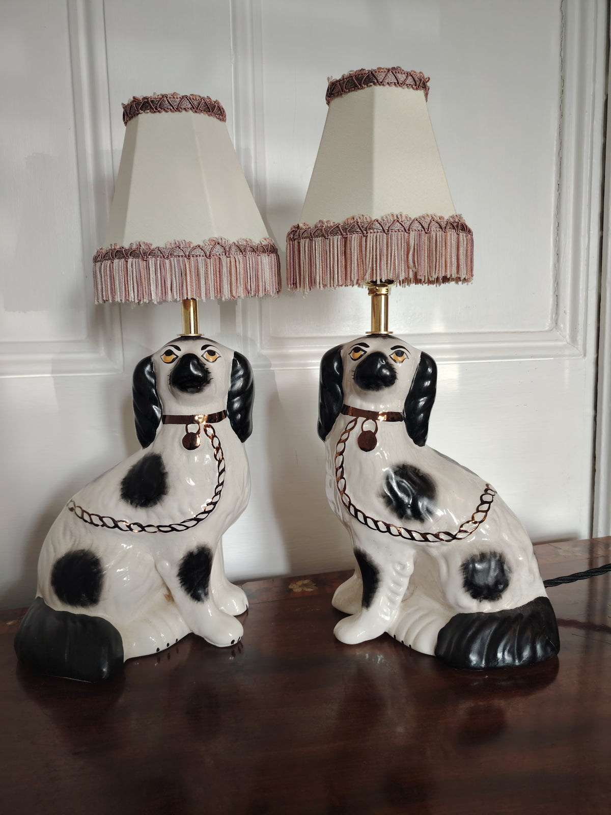 Pair of Vintage Reworked Pot Dog Lamps