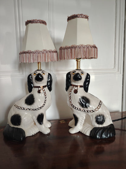 Pair of Vintage Reworked Pot Dog Lamps