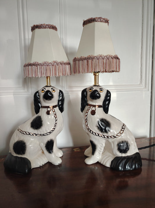 Pair of Vintage Reworked Pot Dog Lamps