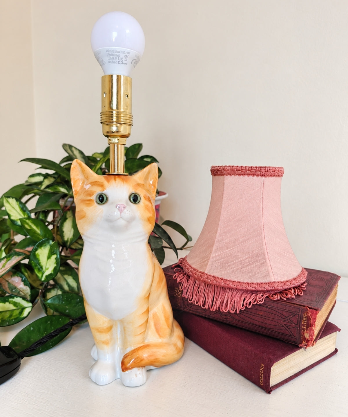 Vintage Reworked Small Ginger Cat Lamp