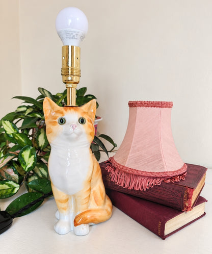 Vintage Reworked Small Ginger Cat Lamp