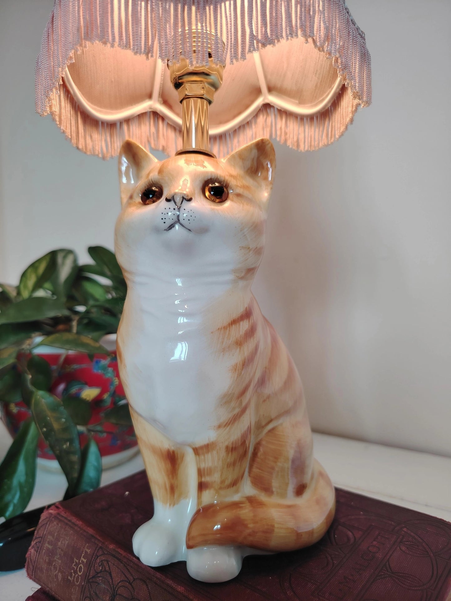 Vintage Reworked Small Ginger Cat Lamp 🐈