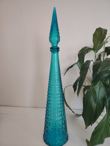 Tall Blue Glass Empoli Genie Bottle