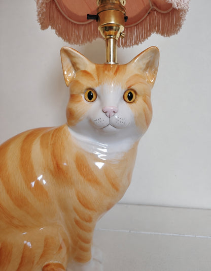 Large Vintage Reworked Ginger Cat Lamp 💕