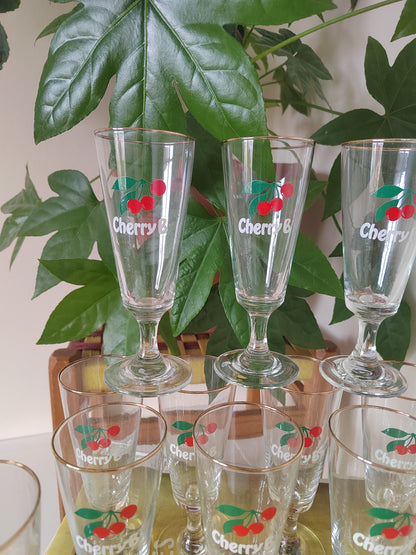 Vintage Cherry B Flute Glasses, listing for 6