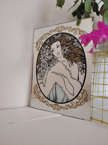 Vintage Nouvea Lady Picture Mirror