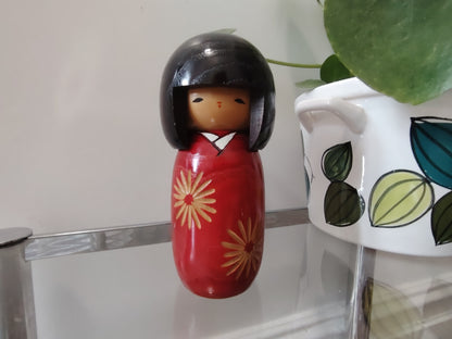 Vintage Japanese Kokeshi Doll Red