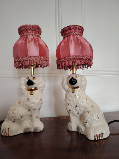Pair of Vintage Reworked Beswick Pot Dog Lamps
