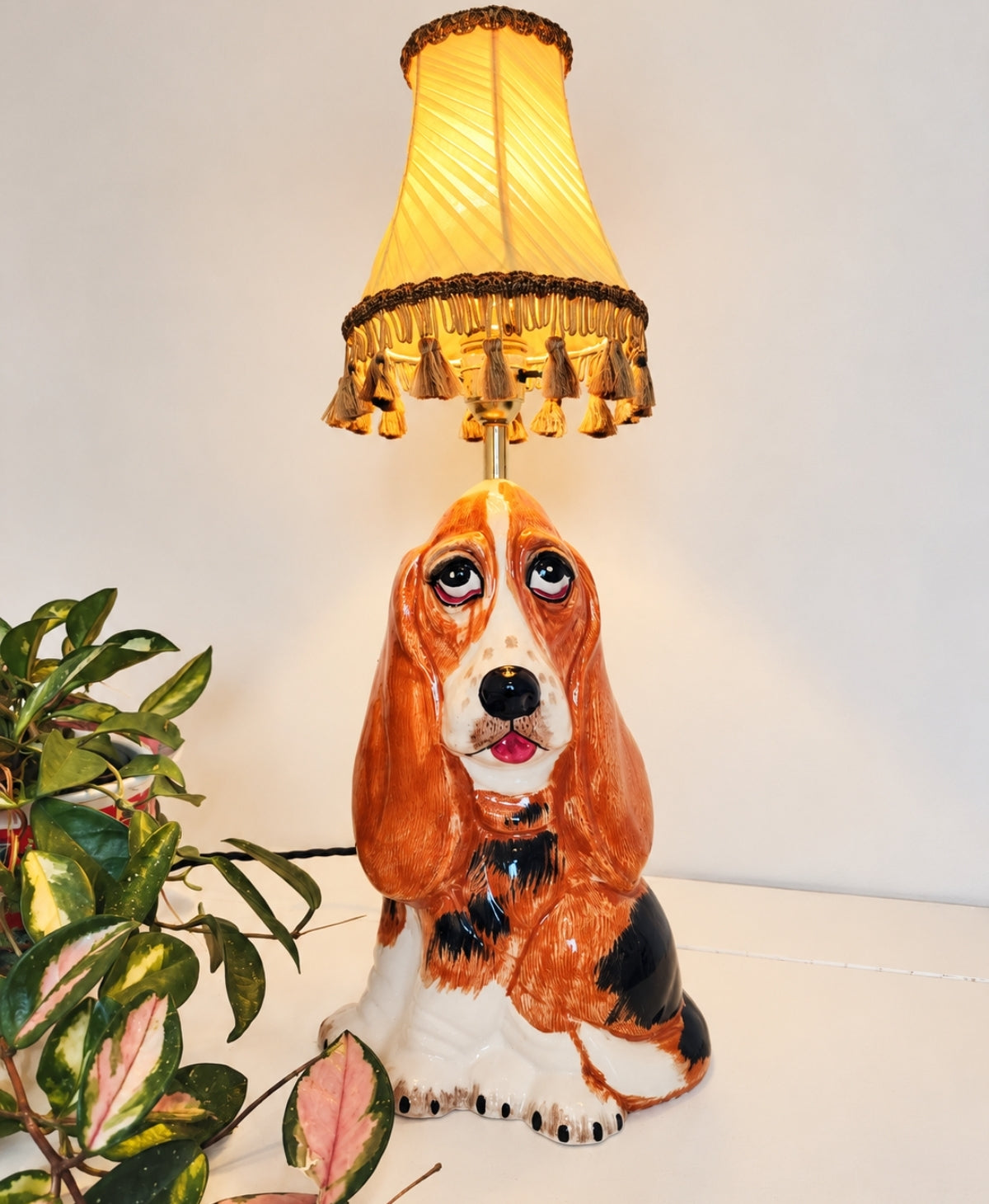 Vintage Large Reworked Bassett Hound Lamp