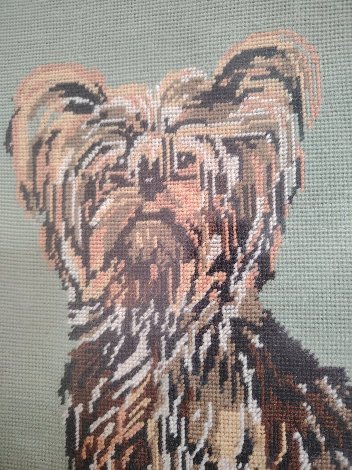 Large Vintage Kitsch Yorkie Framed Tapestry
