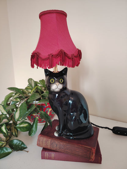 Vintage Reworked Black Cat Lamp 🐈‍⬛
