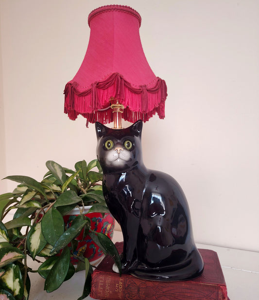 Vintage Reworked Black Cat Lamp 🐈‍⬛