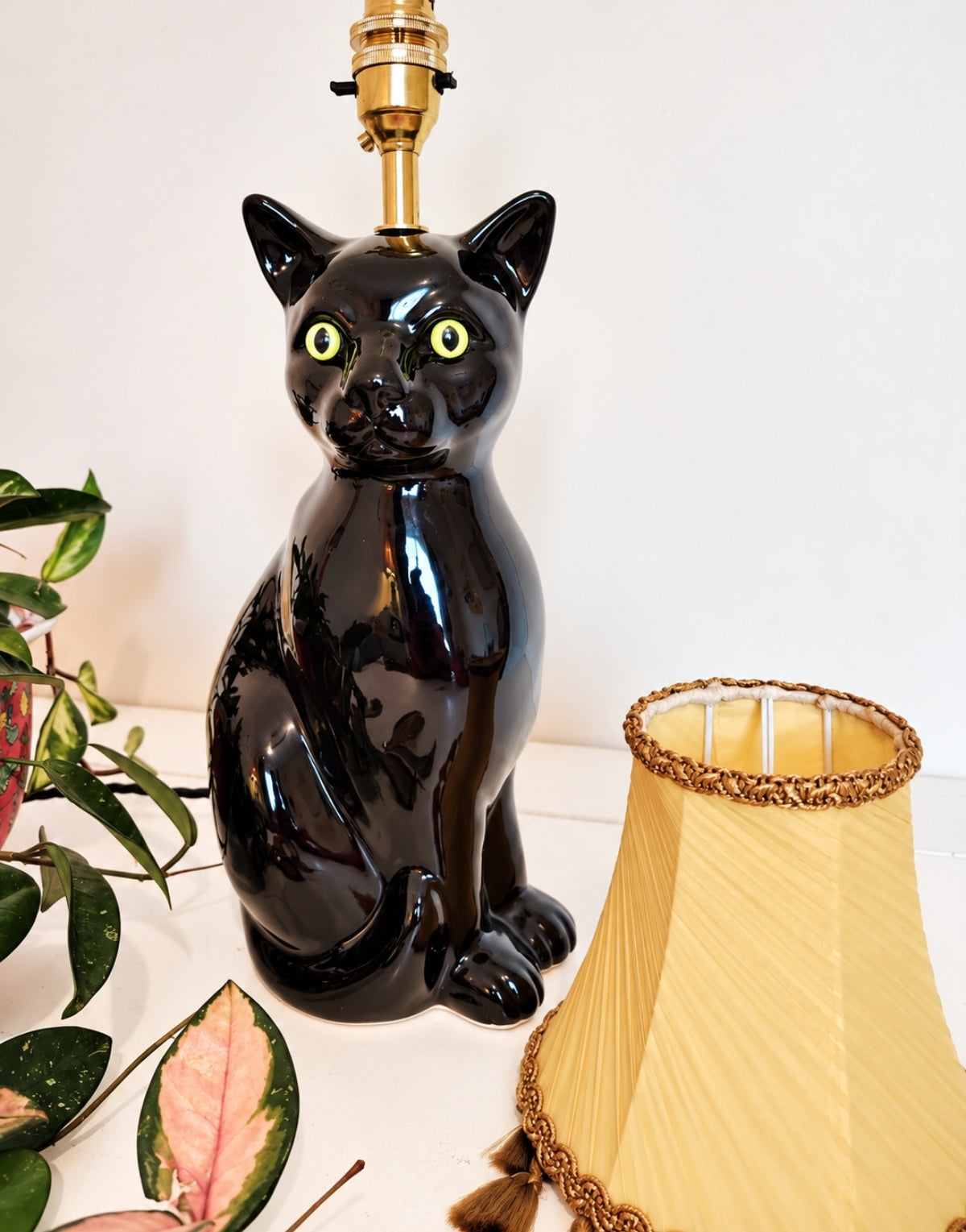 Large Vintage Reworked Black Cat Lamp 🐈‍⬛