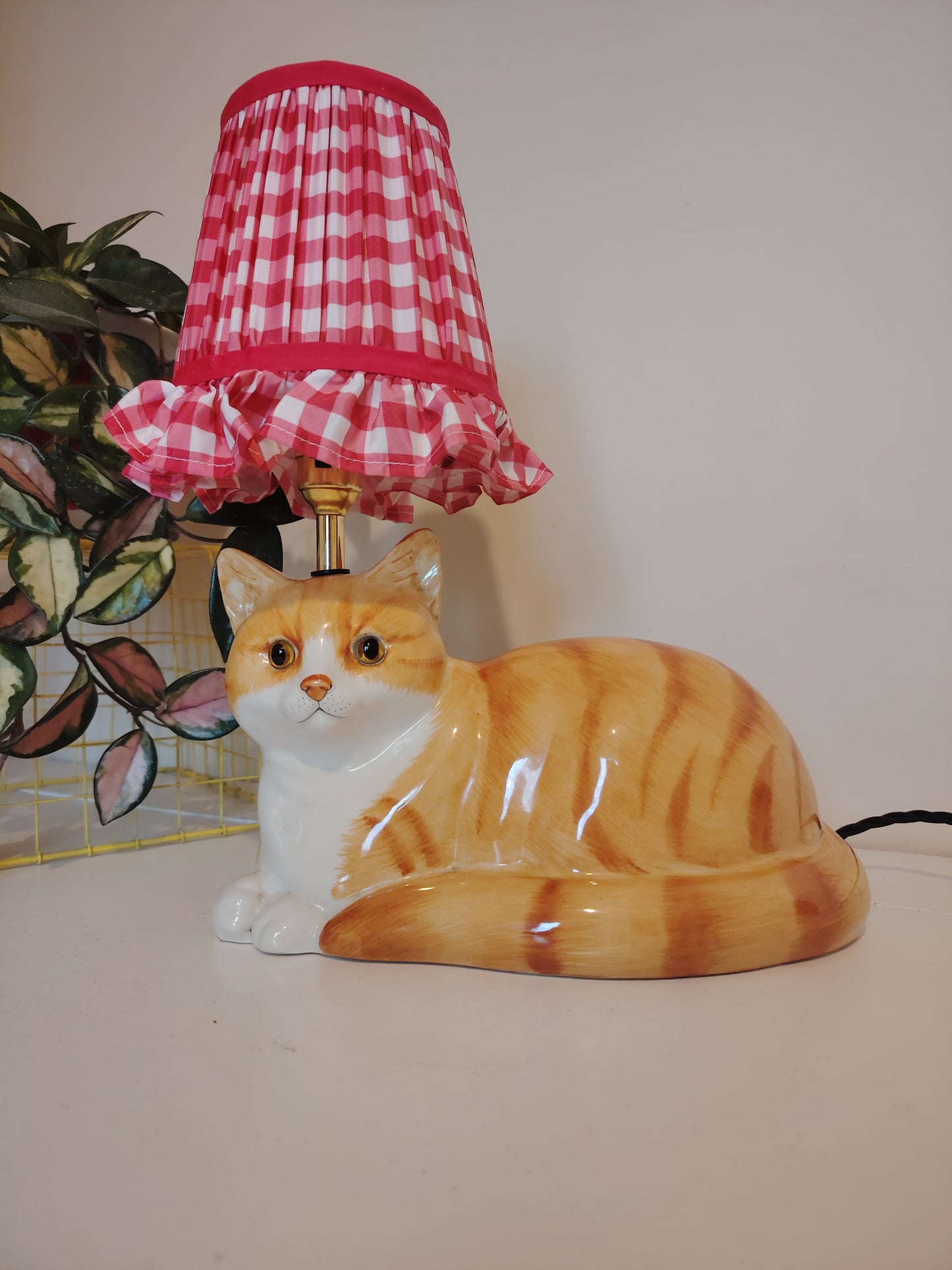 Large Ginger and White "Just Cats" Upcycled Cat Lamp