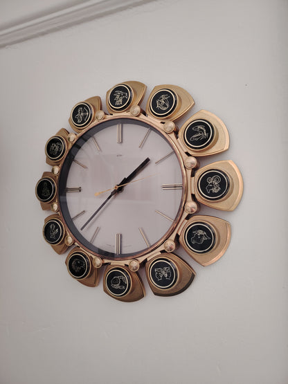 Vintage Mid Century Quartz Horoscope Clock