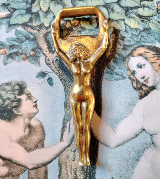 Vintage Art Deco Solid Brass Nude Lady Bottle Opener