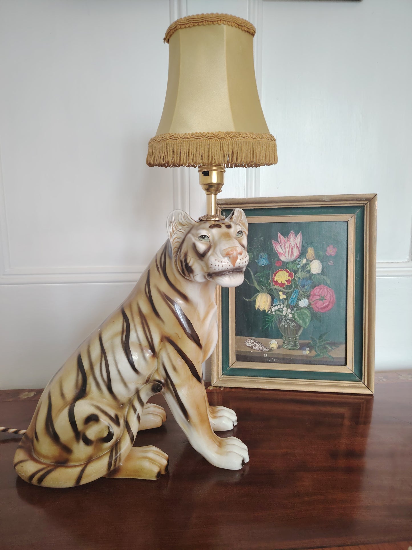 Large Reworked Mid Century Tiger lamp ✨