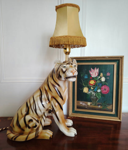 Large Reworked Mid Century Tiger lamp ✨