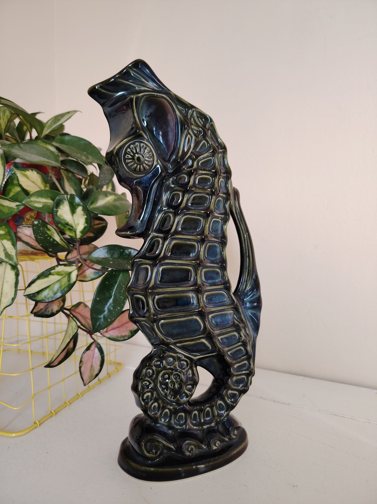 Rare Large Vintage Seahorse Glug Jug by Fosters Pottery