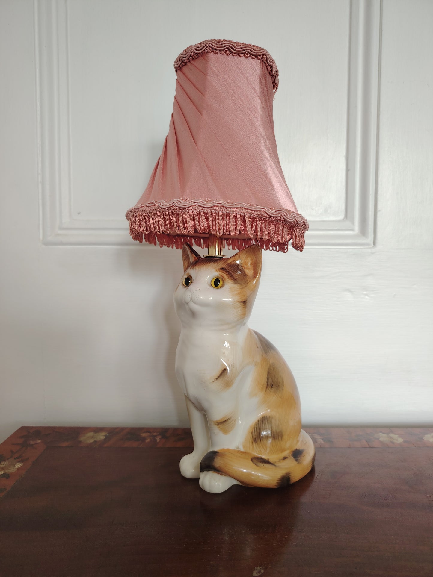 Vintage Reworked Small Tabby Cat Lamp