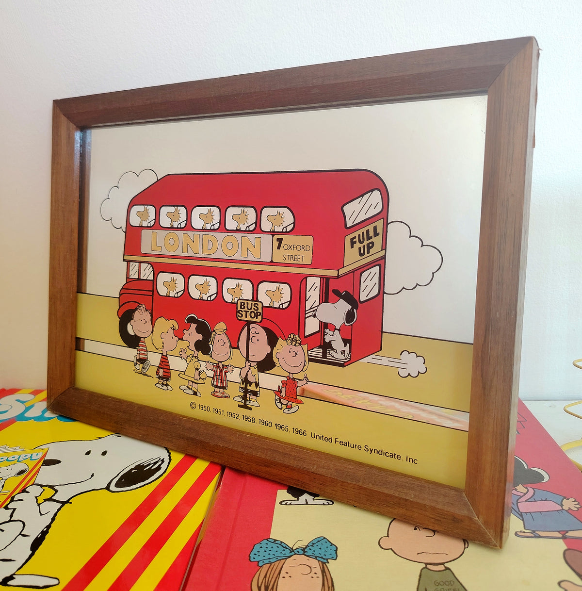 Rare Vintage 1960's Snoopy London Bus Picture Mirror