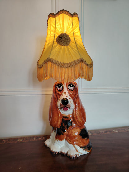 Vintage Large Reworked Bassett Hound Lamp