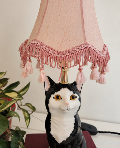 Vintage Reworked Small Tuxedo Cat Lamp 🐈‍⬛💖