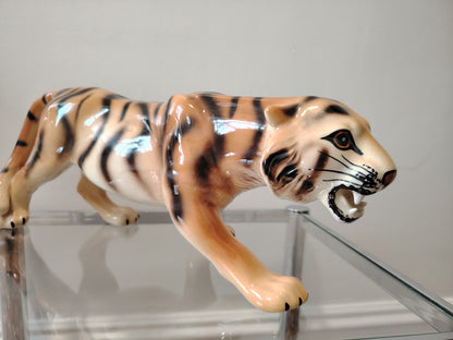 Stunning Large Mid Century Ceramic Tiger Ornament