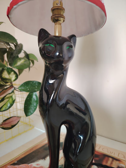 Vintage Upcycled Black Cat Lamp ❤️🐈‍⬛