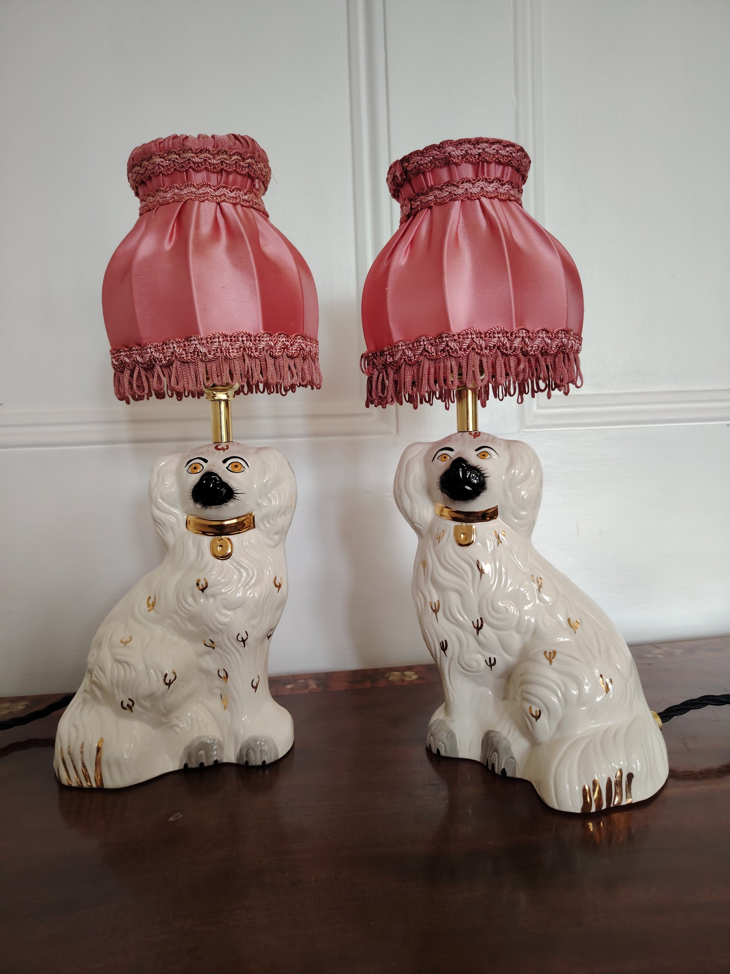 Pair of Vintage Reworked Beswick Pot Dog Lamps