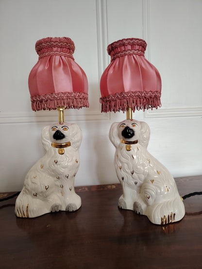 Pair of Vintage Reworked Beswick Pot Dog Lamps