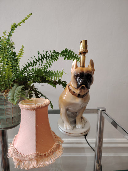 Vintage Upcycled French Bull Dog Lamp