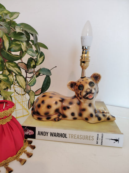 Upcycled Lying Leopard Cub Lamp