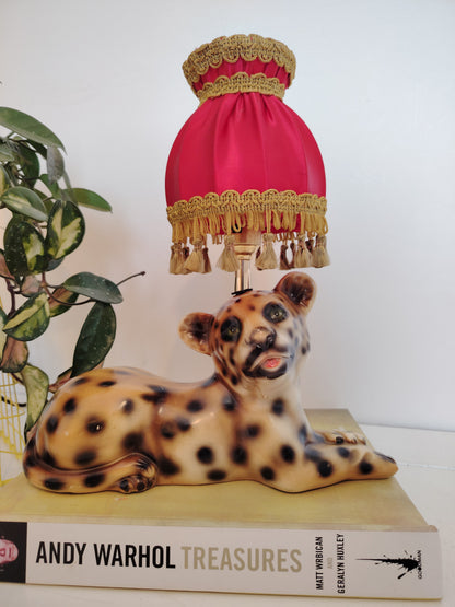 Upcycled Lying Leopard Cub Lamp