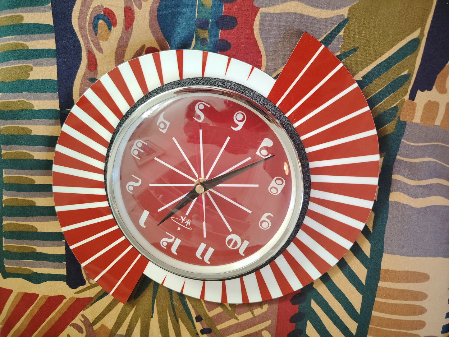 Retro Style Red and White By Royale Wall Clock