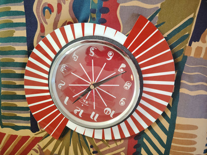 Retro Style Red and White By Royale Wall Clock